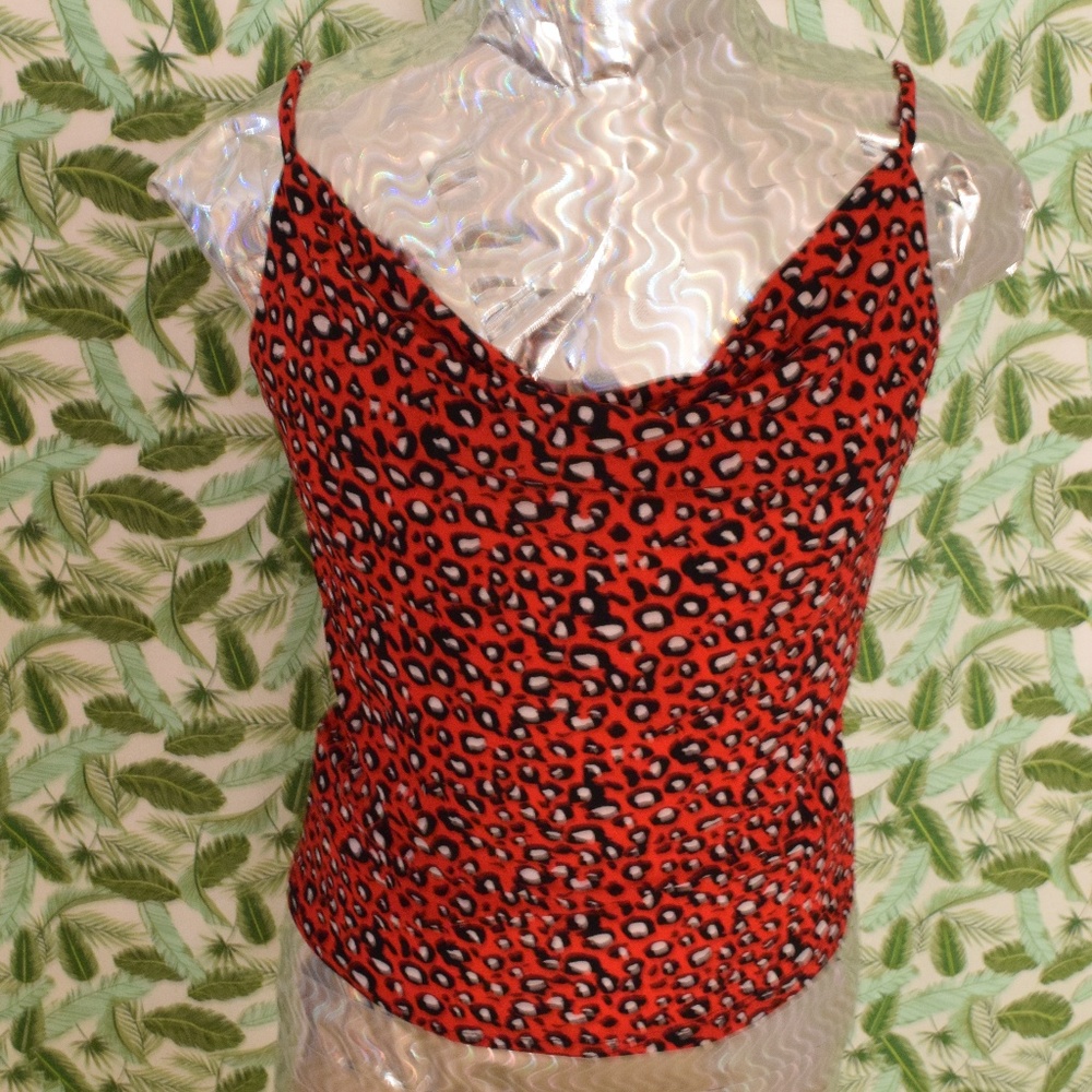 "Party Animal" Red Leopard Print Sexy Scoop Neck Cropped Tank Top | Size XS
